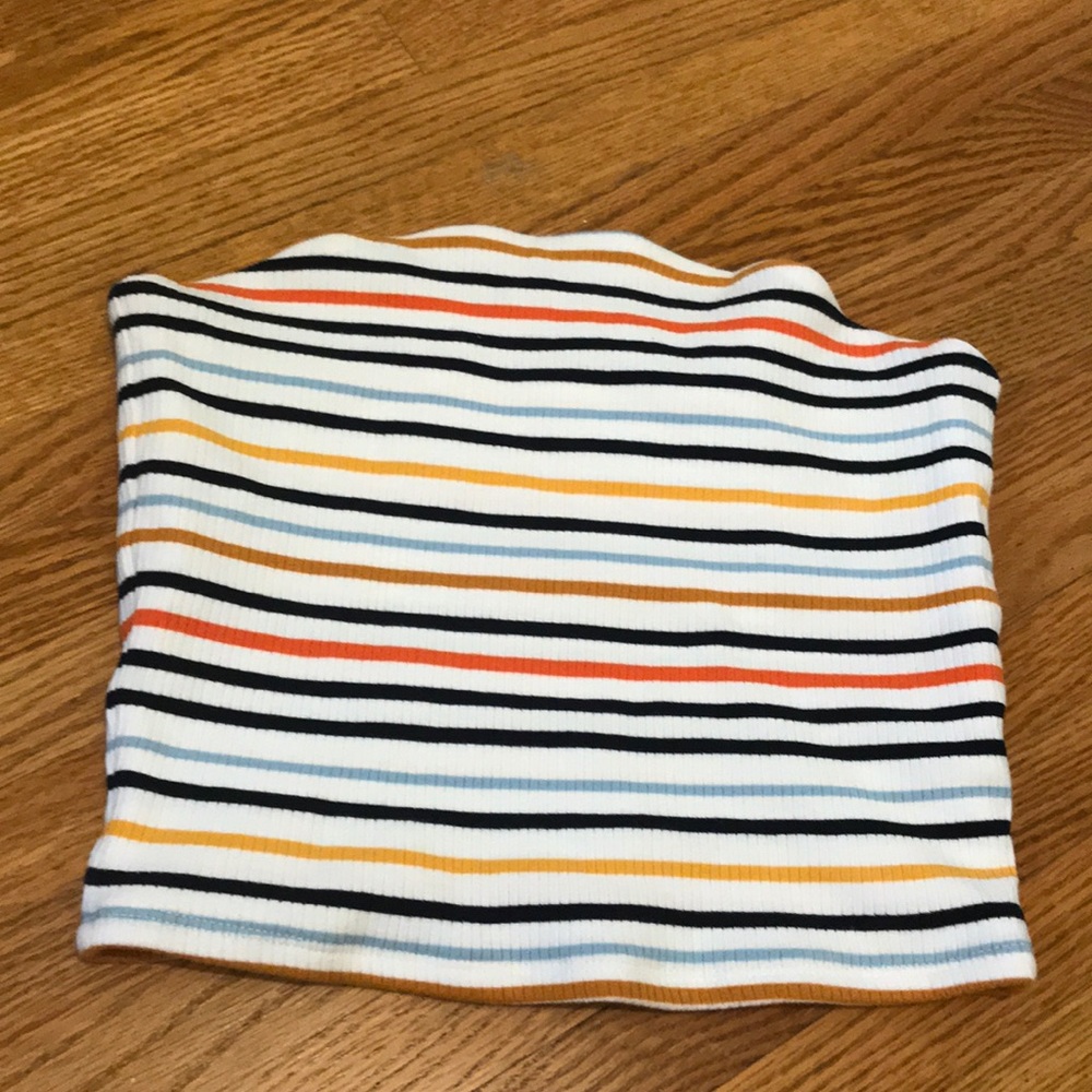 Tube top, high in the front, lower in the back